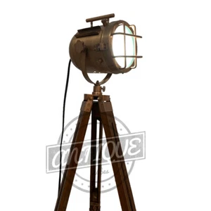 Christmas Tripod Floor Lamp Spotlight Searchlight Adjustable Height Copper Polis - Picture 1 of 6