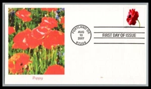 US FDC # 4183 41c Flowers, Poppy Fleetwood 2007, 9p3647 - Picture 1 of 1