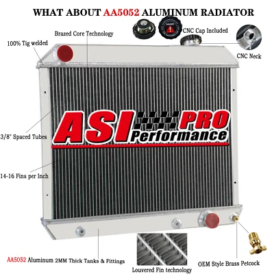 3 Row Aluminum Radiator For 1963-1966  1964 1965 Chevrolet C/K C10 20 30 Pickup Foto 1 de 4