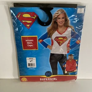 Supergirl Tee And Cape Superhero Halloween Adult Costume Size Medium 10-14 - Picture 1 of 9