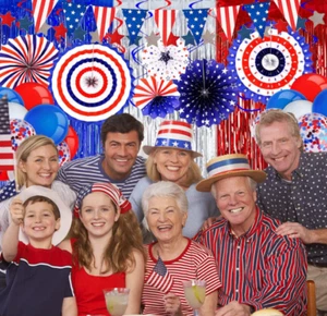 50PCS Patriotic Decorations, 4th of July Independence Day Red White Blue Hanging - Picture 1 of 6