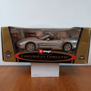 1/18 Bburago Gold 1998 Chevrolet Corvette Convertible Diecast Burago Silver 3386 - Picture 1 of 8
