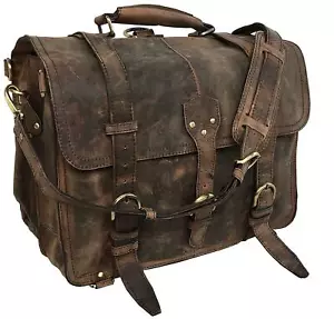 HERREN BUFFALO HUNTER LEDER UMHÄNGETASCHE BRAUN DISTRESSED AKTENTASCHE TASCHE - Bild 1 von 8