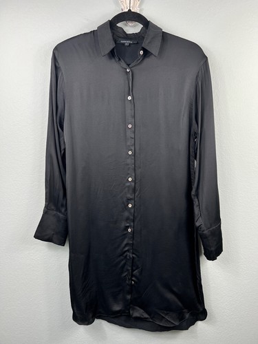 VETEMENTS Abito Camicia Olivaceo Nero Raso Bottoni Taglia S