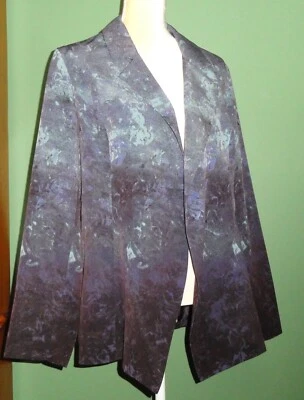 Chaqueta/Abrigo Coldwater Creek Abierto ~ Mujer 16 ~ Forrado ~ Tonos Azules Abstractos Foto 1 de 4