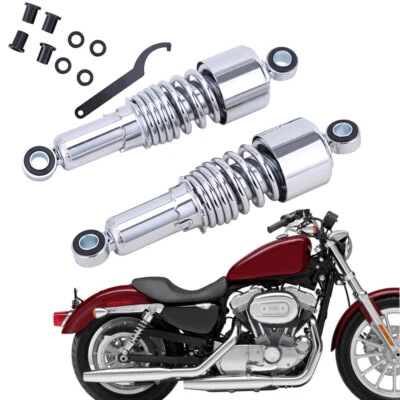 Chrome 10.5" Rear Shock Absorbers For Harley Touring Electra Glide Sportster XL - Image 1 of 4
