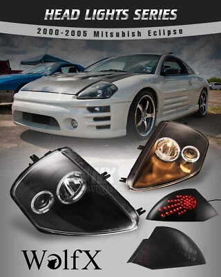 Juego de faros proyectores Halo + luces traseras LED para Mitsubishi Eclipse 2000-2005 Foto 1 de 4