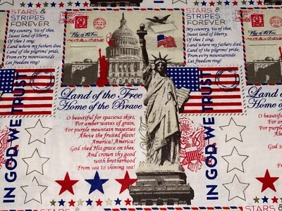 By 1/2 Yd Land of Free Stars Stripes Brave Cotton Fabric Patriotic David Textile - Image 1 of 4