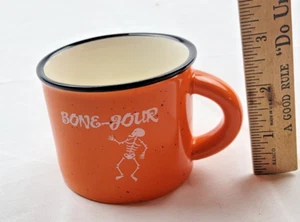 Bone-Jour Skelett Mini Tasse Orange Halloween Deko 2,25" groß lustige Tasse - Bild 1 von 5