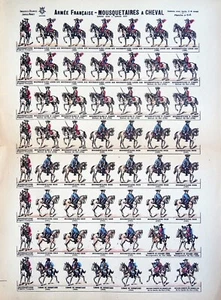 ARMÉE FRANÇAISE - MOUSQUETAIRES à CHEVAL, NOIRS et GRIS - Planche couleur 19e - Photo 1/1