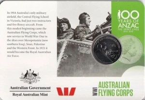 2015 Australian ANZACS Remembered - 20 Cent Uncirculated coin " Flying Corps " - Imagen 1 de 2