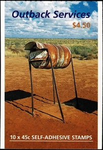 Folleto de estampillas Outback Services 2001 código de barras filatélico. - Imagen 1 de 3