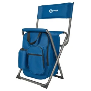 Backpack Cooler Chair Folding Camping Stool with Backrest, Compact for Outdoors - Picture 1 of 6