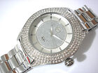 Silver Tone Metal Big Case & Band Techno Pave Men's Watch W Crystals Item 3532