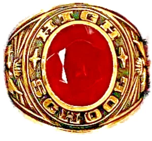 Anillo Back to Future High School Class Oro Rojo 1980 Unisex Fino Talla 5 6 EE. UU. Nuevo - Imagen 1 de 8
