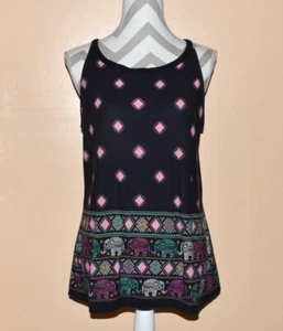 No Boundaries JR Women's XXL (19) Tank Top Black/Multicolor Elephants, Diamonds - Picture 1 of 10