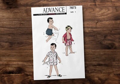 Advance 7873 Sewing Pattern Boys Shirt and Shorts - Size 1 - Image 1 of 4