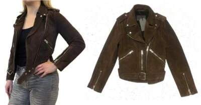 *BNWT* ALL SAINTS SUEDE BALFERN LEATHER BIKER JACKET UK 2/4/US 0/2 RRP £345 $670 - Image 1 of 4