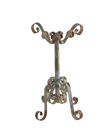 Vtg MCM Spanish Revival End Table Base Plant Stand Wrought Iron Scroll 1970s Cover