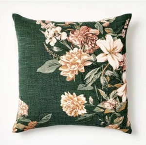 Studio McGee Oversize Printed Floral Square Throw Pillow Moss/Clay Pink/Cream - Picture 1 of 3