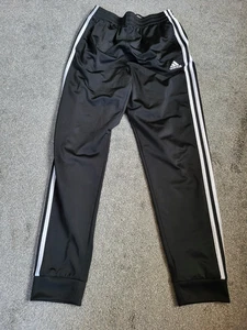 Kid's Adidas Black w/ White Stripes Track Pants Sweatpants Size Large (14/16) - Picture 1 of 3