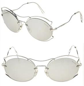 MIU MIU MU50SS SCENIQUE Evolution 50S Sonnenbrille silber verspiegelt rund Metalldraht - Bild 1 von 10