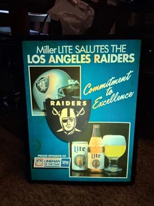 Vintage Los Angeles Raiders Football Miller High Life Beer Sign Display Ad 20x15 - Bild 1 von 13