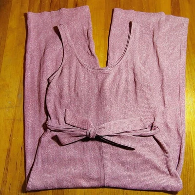 GAP Women's Medium M Mauve Ribbed Knit Wide Leg Jumpsuit With Tie Casual - Image 1 of 4
