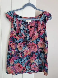 Anthropologie Moulinette Soeurs Beneath the Surface Floral Multi Silk Top Sz 10 - Picture 1 of 10