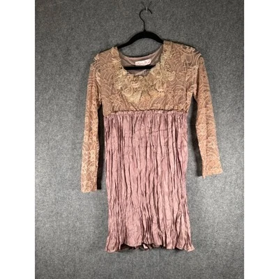 Pretty Angel Dress Women S Pink Silk Embroidered Floral Lagenlook Hippie Fairy - Image 1 of 4