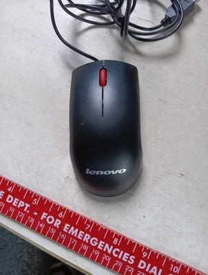 Lenovo Black Wired USB Optical Mouse Model #MU0025-O Tested Works  - Image 1 of 4