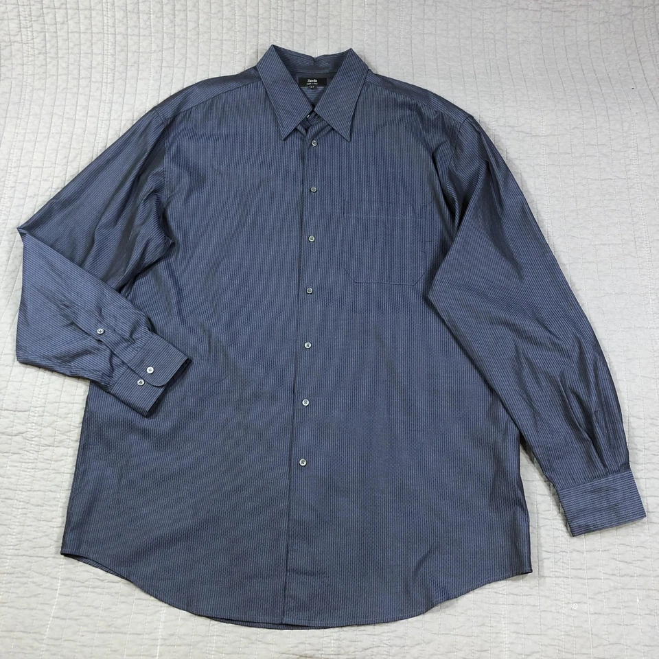 Zanella Shirt Mens XLT Blue Made in Italy Tall Dress Button Down Long Sleeve - Image 1 of 4