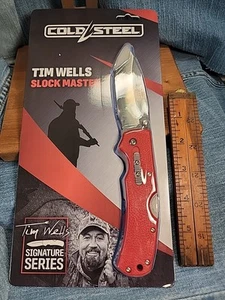 Cold Steel Tim Wells Slock Master Red Pocket Knife New in package  - Picture 1 of 6
