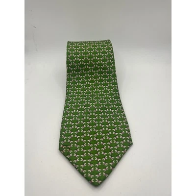 Salvatore Ferragamo Men's Green Floral Silk Necktie Italian Made - Image 1 of 4