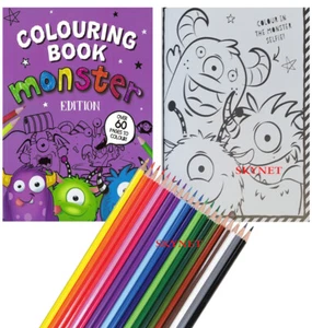Libro COLOREAR Niños Niños Niñas Edición MONSTRUOS + 20 LÁPICES  - Imagen 1 de 4