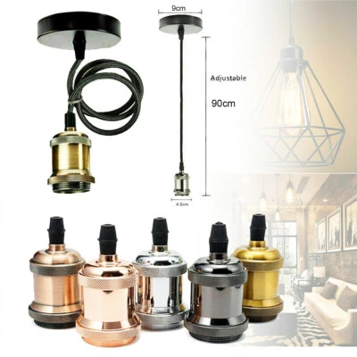 E27 Screw Bulb Socket 3 FT DIY Vintage Lamp Holder Retro Vintage Pendant Adapter - Image 1 of 4