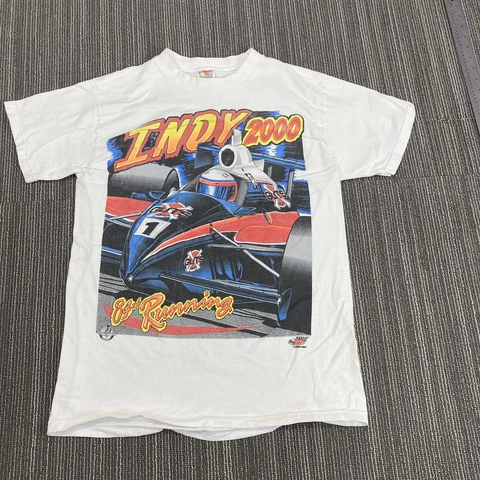 Vintage Indy 500 T-shirt Y2K 2000 White Mens Medium White Racing Cover