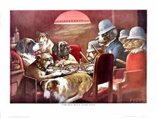 Dogs Playing Poker - Pinched with four aces - Marcellus Coolidge Art Print - 12x