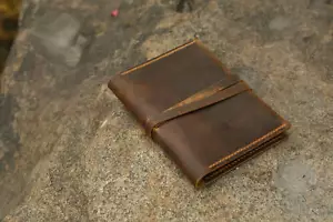 Handmade real leather A6 refillable leather journal notebook cover - Picture 1 of 9