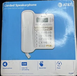 AT&T CL2909 Corded Phone with Speakerphone and Caller ID/Call Waiting White  - Picture 1 of 5