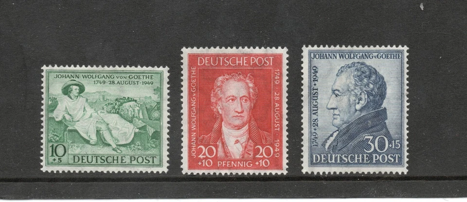 GERMANY 1949 Allied Occupation Goethe set of 3  SG A148-A150 MNH - Image 1 of 1