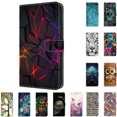 Printed Leather Case For Samsung A40 A41 A42 A51 A70 A71 Wallet Flip Stand Cover - Image 1 of 4