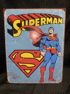 Superman Comic Super Hero Distressed Retro Vintage Style Metal Tin Sign 12” X - Picture 1 of 4