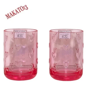 Cupcakes and Cashmere PINK Heart Acrylic Tumblers 4.5” Tall Cup Set Of 2 NEW - Picture 1 of 4