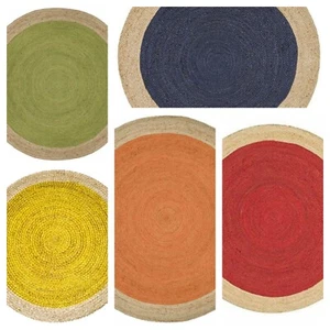 Round Rug 100% Natural Jute Hand Braided Living Room Area Rug Carpet Door Mat - Picture 1 of 33