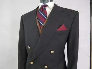 Classic Burberrys' London Black gold buttons double breasted sport coat 42 R - Picture 1 of 9