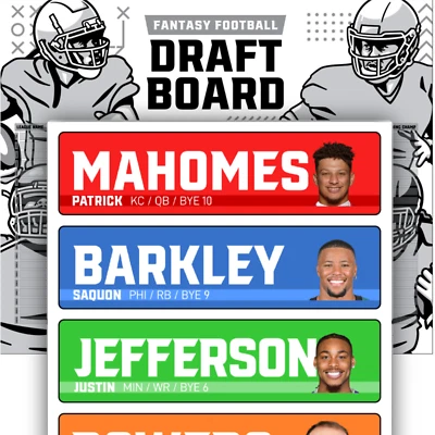 THE FOOTBALL DR Fantasy Football Draft Board 2025 - XL 5.5ft X 4.5ft Draft Board & 4x1 Labels