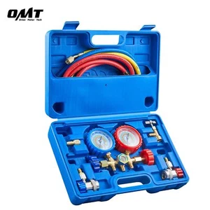 OMT AC Manifold Gauge Set Air Refrigeration Kit with Hoses Couplers Adapter - Picture 1 of 7