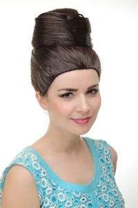 Ladies' Wig Beehive Bun Braun Turban Vintage Retro 50er 60er GFW2200-6 - Picture 1 of 4