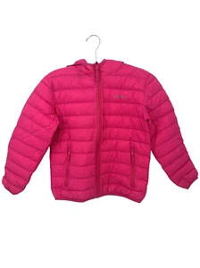 Eddie Bauer Mädchen rosa Daunen gefüllt durchgehender Reißverschluss Kapuze gefütterte Jacke (Größe Large 14) - Bild 1 von 14